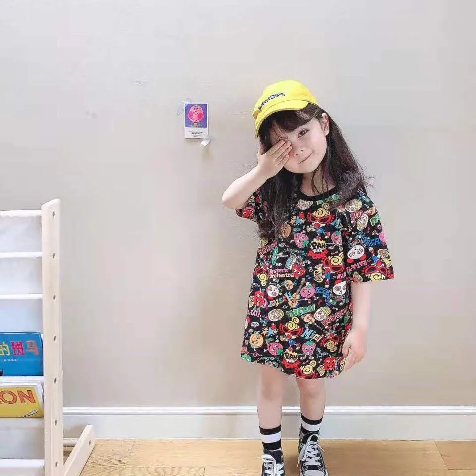 【90-140cm】よく売れる カートゥーン 柔らかい ロンT 合わせやすい Tシャツワンピース