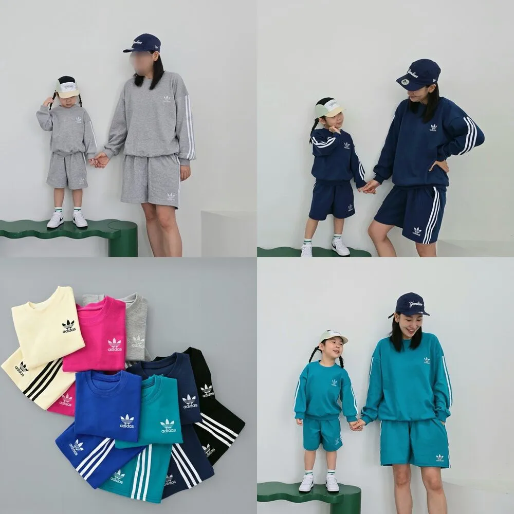 【80-140cm】二点セット 超人気商品 今季も大流行 7色選べる おしゃれ トレーナー+ショートパンツ セットアップ