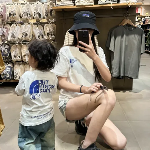 【90-160cm+親サイズ】コンフォート感抜群 カジュアル トレンド 親子ペア 半袖 Ｔシャツ