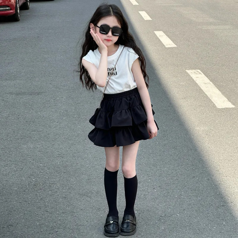 【120-170cm】二点セット 単品注文OK お気に入り おしゃれ スウィート 女の子 Ｔシャツ＋スカート セットアップ