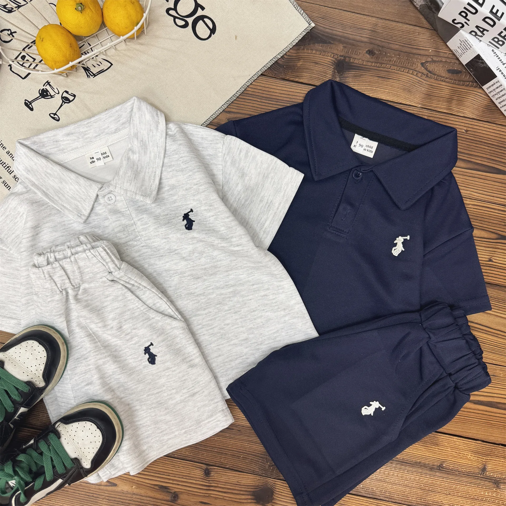 【90-140cm】二点セット 絶対後悔しない 爆売れ中 シンプル 刺繍 半袖Ｔシャツ＋ショートパンツ セットアップ