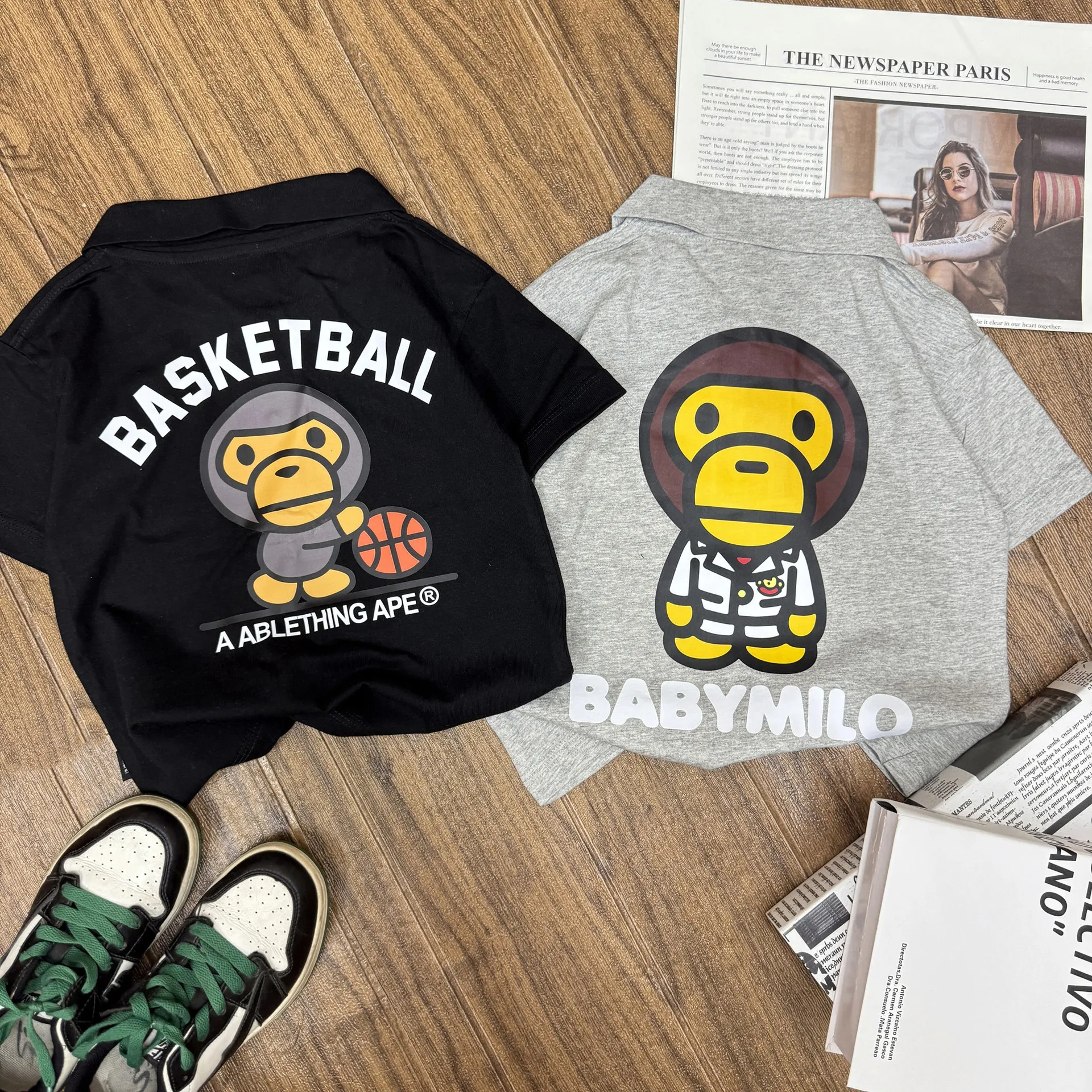 【90-170cm】おしゃれキッズ必見 大人気 カートゥーン カジュアル POLOネック 男の子 半袖 Ｔシャツ