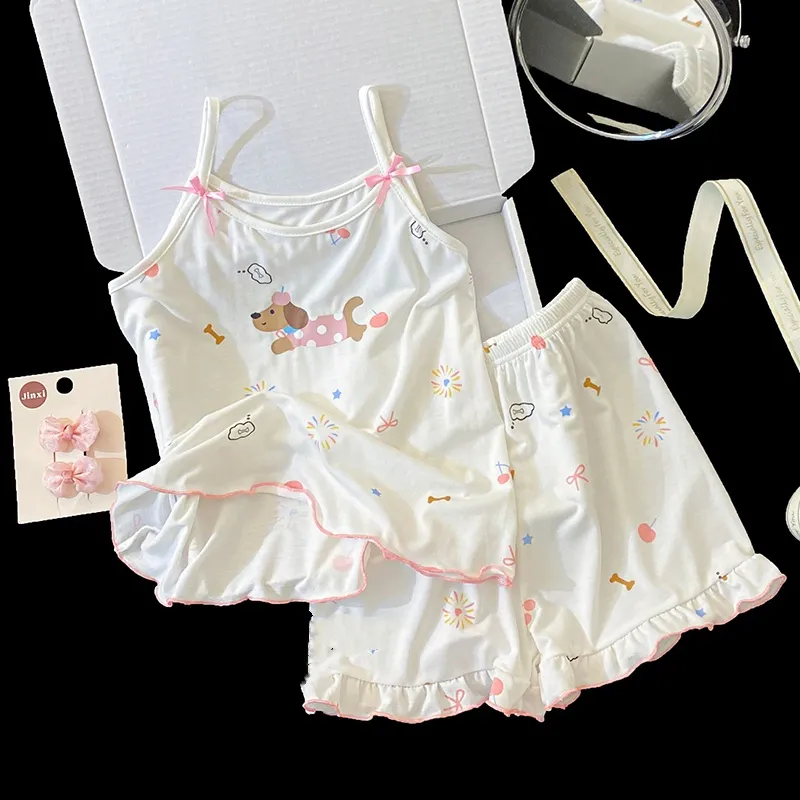 【100-170cm】二点セット 好感度100％  かわいさ満点 涼しく快適 ルームウェイ タンクトップ+ショートパンツ セットアップ