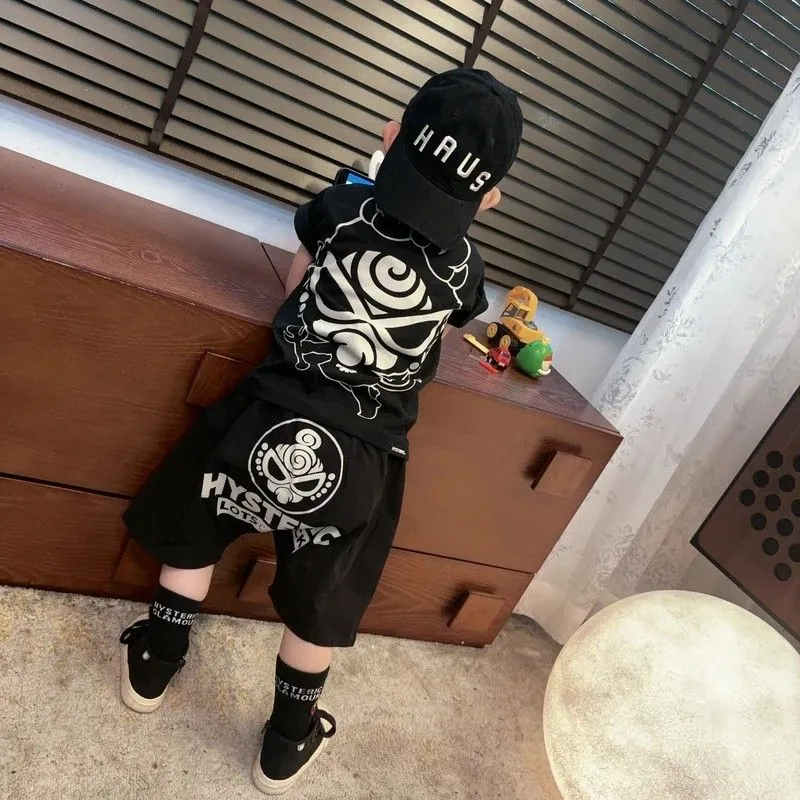 【90-140cm】SNS映え間違いなし 大活躍 カジュアル プリント ゆったり 半袖Ｔシャツ/ショートパンツ