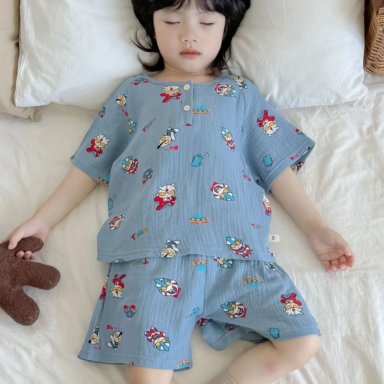 【90-140cm】ポップな柄入り やさしい色合い 柔らかな肌触り  ゼットアップ ルームウェア