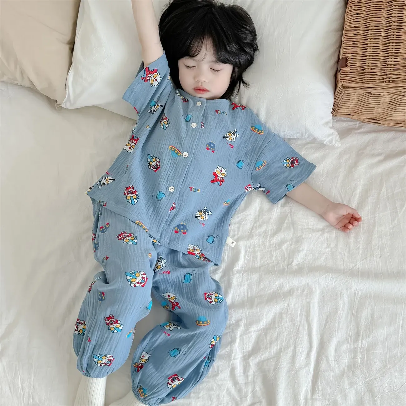 【90-140cm】ポップな柄入り やさしい色合い 柔らかな肌触り  ゼットアップ ルームウェア