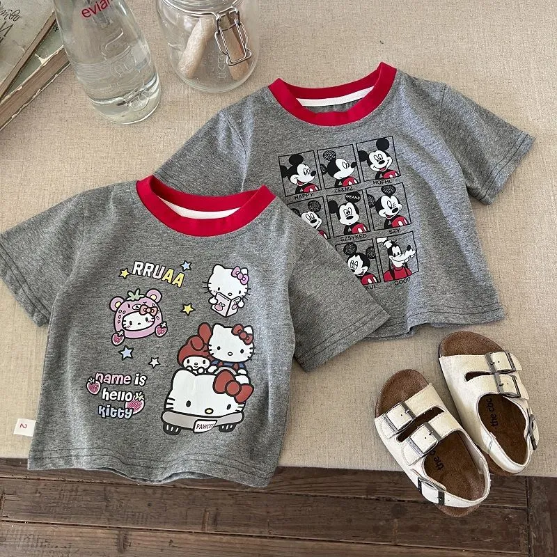 【80-140cm】大注目！カートゥーン 可愛い  女の子  合わせやすい 半袖 Ｔシャツ