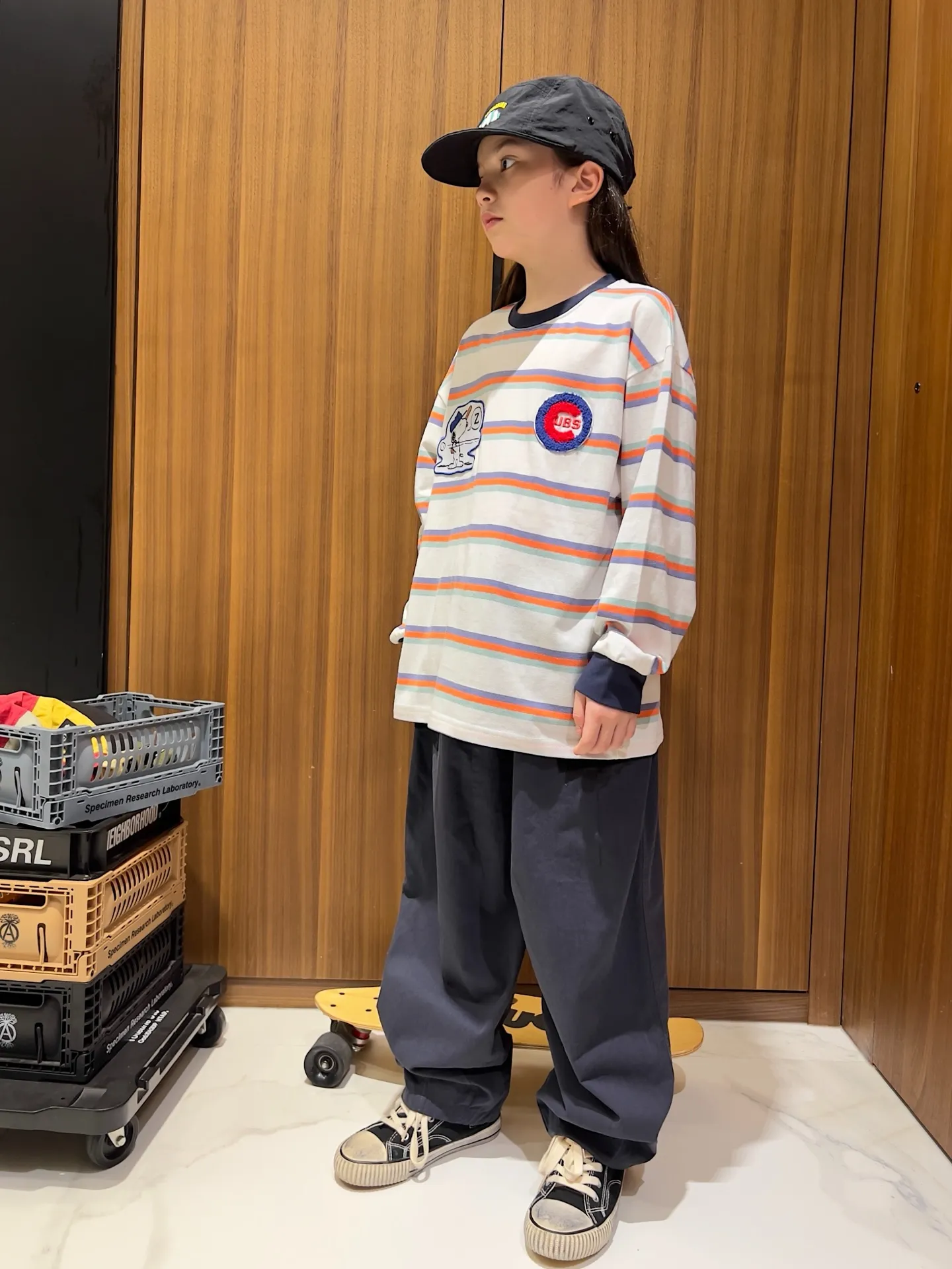 【120-160cm】デイリーにぴったり 好感度UP カジュアル ボーダー柄 女の子 長袖 Ｔシャツ