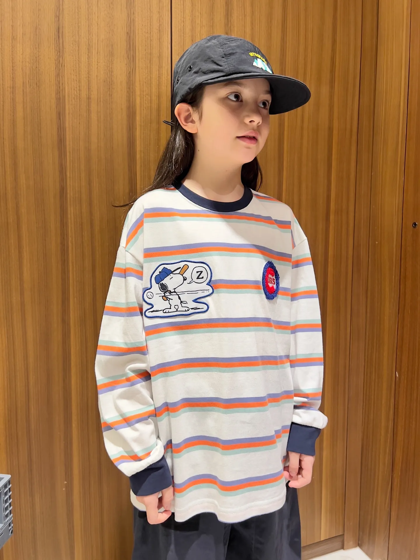 【120-160cm】デイリーにぴったり 好感度UP カジュアル ボーダー柄 女の子 長袖 Ｔシャツ
